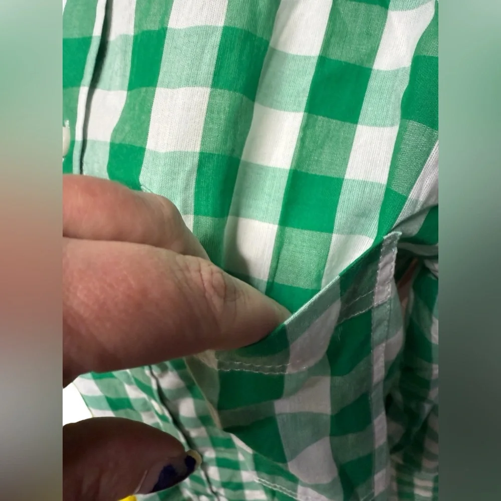 J. Crew Garçon cotton voile shirt in gingham Green and White Button-Up Sz 10 nwt